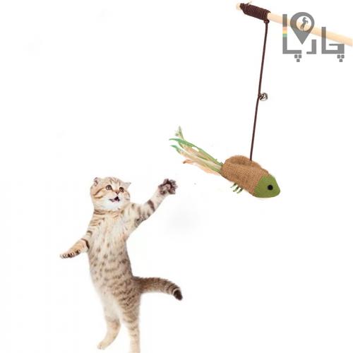 اسباب بازی تحریک گربه PetStreet زنگوله ای دسته دار با طعمه موش کنفی
