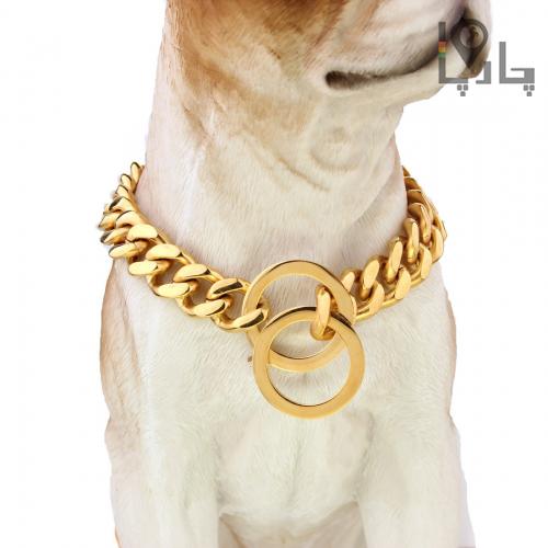 گردنبند طلایی سگ و انواع پت اسمارت Smart طرح کارتیر چوک چین طلائی سایز 1