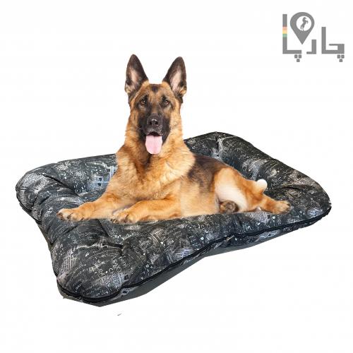 تشک برزنتی سگ مدل راحتی و خنک با لبه های بالشتی سایز XL طرح پرایم طوسی